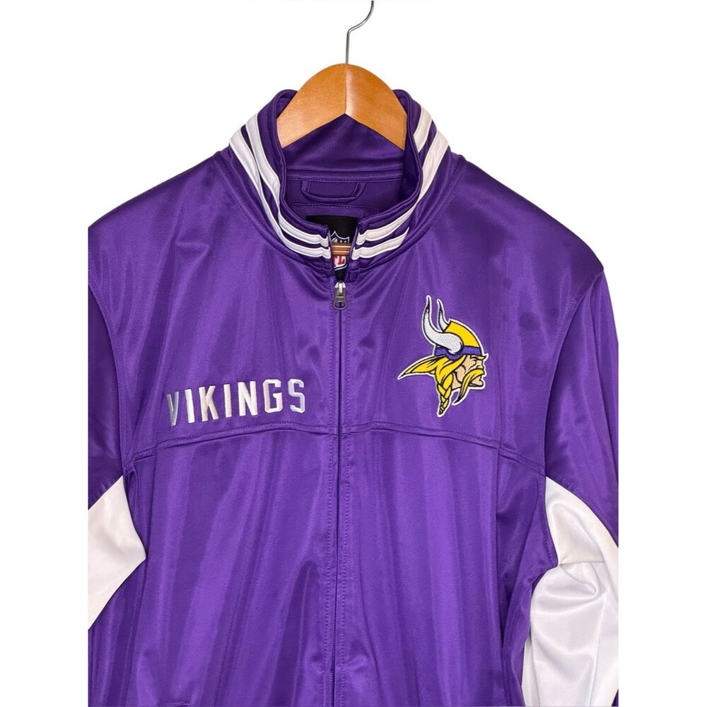 VINTAGE Minnesota Vikings Full Zip Track Jacket NFL Size Large